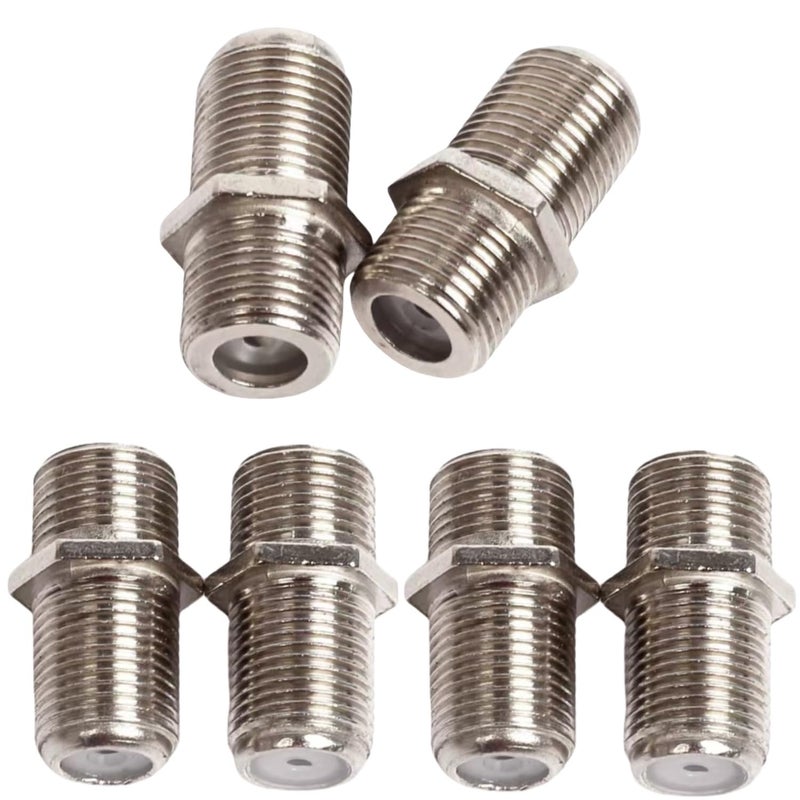 EZYUMM 6-Pack Coaxial Cable Connector, F-Type Female to Female RG6 Coax Extender Adapter for TV, Satellite, Cable Modem & VCR (Nickel Plated, High-Speed Signal) - Image 1